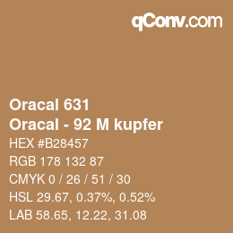 Código de color: Oracal 631 - Oracal - 92 M kupfer | qconv.com