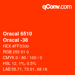 カラーコード: Oracal 6510 - Oracal -38 | qconv.com