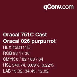 Código de color: Oracal 751C Cast - Oracal 026 purpurrot | qconv.com