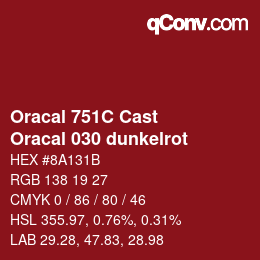 Code couleur: Oracal 751C Cast - Oracal 030 dunkelrot | qconv.com