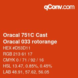 Farbcode: Oracal 751C Cast - Oracal 033 rotorange | qconv.com