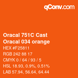 Code couleur: Oracal 751C Cast - Oracal 034 orange | qconv.com