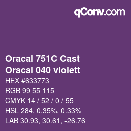 Code couleur: Oracal 751C Cast - Oracal 040 violett | qconv.com