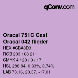 Código de color: Oracal 751C Cast - Oracal 042 flieder | qconv.com