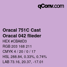 Code couleur: Oracal 751C Cast - Oracal 042 flieder | qconv.com