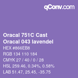 Code couleur: Oracal 751C Cast - Oracal 043 lavendel | qconv.com