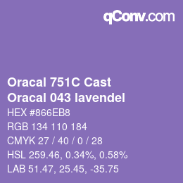 Code couleur: Oracal 751C Cast - Oracal 043 lavendel | qconv.com