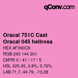 Farbcode: Oracal 751C Cast - Oracal 045 hellrosa | qconv.com