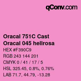 Código de color: Oracal 751C Cast - Oracal 045 hellrosa | qconv.com