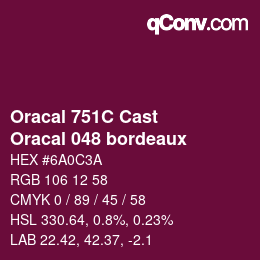 Farbcode: Oracal 751C Cast - Oracal 048 bordeaux | qconv.com