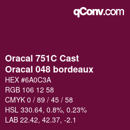 Code couleur: Oracal 751C Cast - Oracal 048 bordeaux | qconv.com