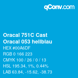 Código de color: Oracal 751C Cast - Oracal 053 hellblau | qconv.com