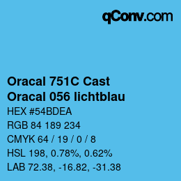 Code couleur: Oracal 751C Cast - Oracal 056 lichtblau | qconv.com