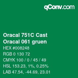 Código de color: Oracal 751C Cast - Oracal 061 gruen | qconv.com