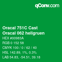 Farbcode: Oracal 751C Cast - Oracal 062 hellgruen | qconv.com