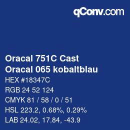 Color code: Oracal 751C Cast - Oracal 065 kobaltblau | qconv.com