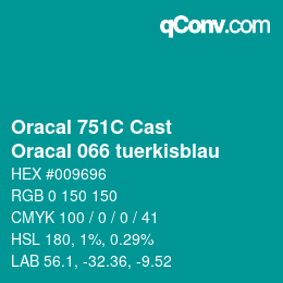 Código de color: Oracal 751C Cast - Oracal 066 tuerkisblau | qconv.com