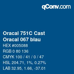 Código de color: Oracal 751C Cast - Oracal 067 blau | qconv.com
