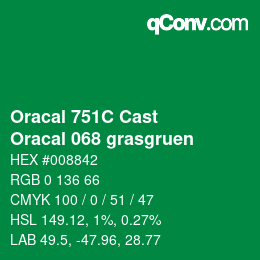 Código de color: Oracal 751C Cast - Oracal 068 grasgruen | qconv.com