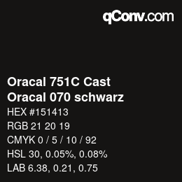 Code couleur: Oracal 751C Cast - Oracal 070 schwarz | qconv.com