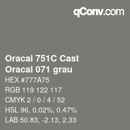 カラーコード: Oracal 751C Cast - Oracal 071 grau | qconv.com