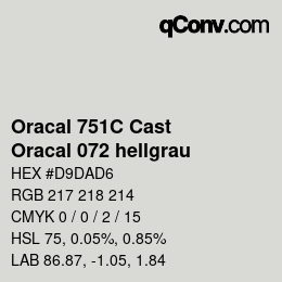 Código de color: Oracal 751C Cast - Oracal 072 hellgrau | qconv.com