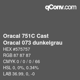 Farbcode: Oracal 751C Cast - Oracal 073 dunkelgrau | qconv.com