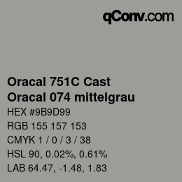 Código de color: Oracal 751C Cast - Oracal 074 mittelgrau | qconv.com