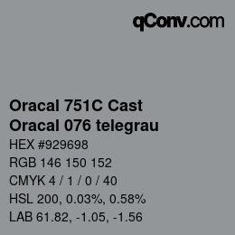 Código de color: Oracal 751C Cast - Oracal 076 telegrau | qconv.com