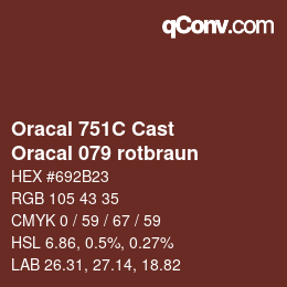 Código de color: Oracal 751C Cast - Oracal 079 rotbraun | qconv.com