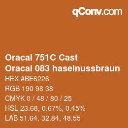 Farbcode: Oracal 751C Cast - Oracal 083 haselnussbraun | qconv.com