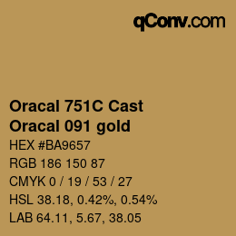 カラーコード: Oracal 751C Cast - Oracal 091 gold | qconv.com