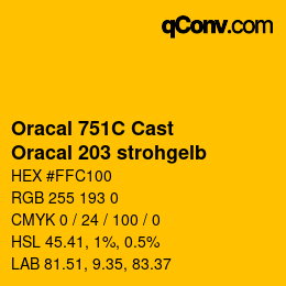 Color code: Oracal 751C Cast - Oracal 203 strohgelb | qconv.com