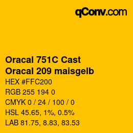 カラーコード: Oracal 751C Cast - Oracal 209 maisgelb | qconv.com