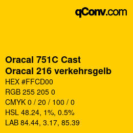 カラーコード: Oracal 751C Cast - Oracal 216 verkehrsgelb | qconv.com