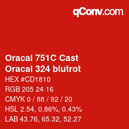 Farbcode: Oracal 751C Cast - Oracal 324 blutrot | qconv.com