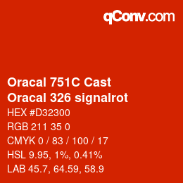 Code couleur: Oracal 751C Cast - Oracal 326 signalrot | qconv.com