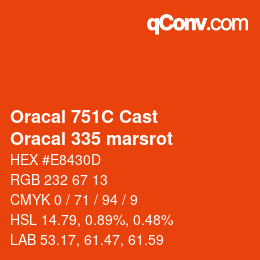 Farbcode: Oracal 751C Cast - Oracal 335 marsrot | qconv.com