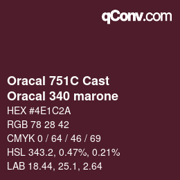 Farbcode: Oracal 751C Cast - Oracal 340 marone | qconv.com