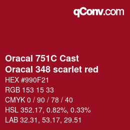 Farbcode: Oracal 751C Cast - Oracal 348 scarlet red | qconv.com