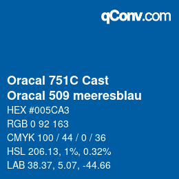 カラーコード: Oracal 751C Cast - Oracal 509 meeresblau | qconv.com