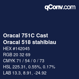 カラーコード: Oracal 751C Cast - Oracal 518 stahlblau | qconv.com