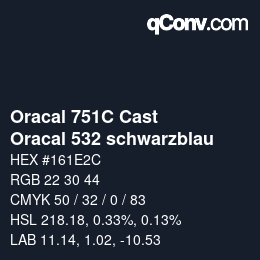 Farbcode: Oracal 751C Cast - Oracal 532 schwarzblau | qconv.com