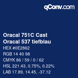 カラーコード: Oracal 751C Cast - Oracal 537 tiefblau | qconv.com