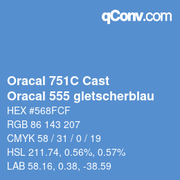 Código de color: Oracal 751C Cast - Oracal 555 gletscherblau | qconv.com