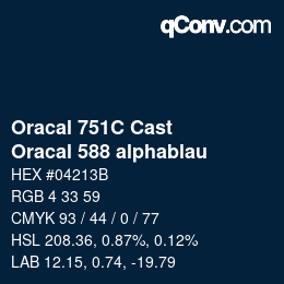 Código de color: Oracal 751C Cast - Oracal 588 alphablau | qconv.com