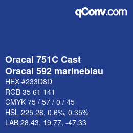 Farbcode: Oracal 751C Cast - Oracal 592 marineblau | qconv.com