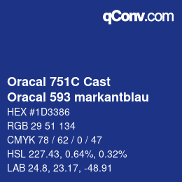 Code couleur: Oracal 751C Cast - Oracal 593 markantblau | qconv.com