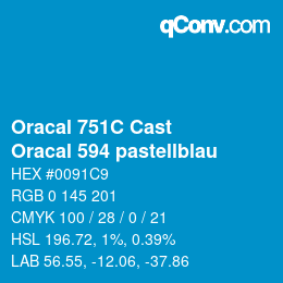 Farbcode: Oracal 751C Cast - Oracal 594 pastellblau | qconv.com