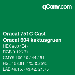 Farbcode: Oracal 751C Cast - Oracal 604 kaktusgruen | qconv.com